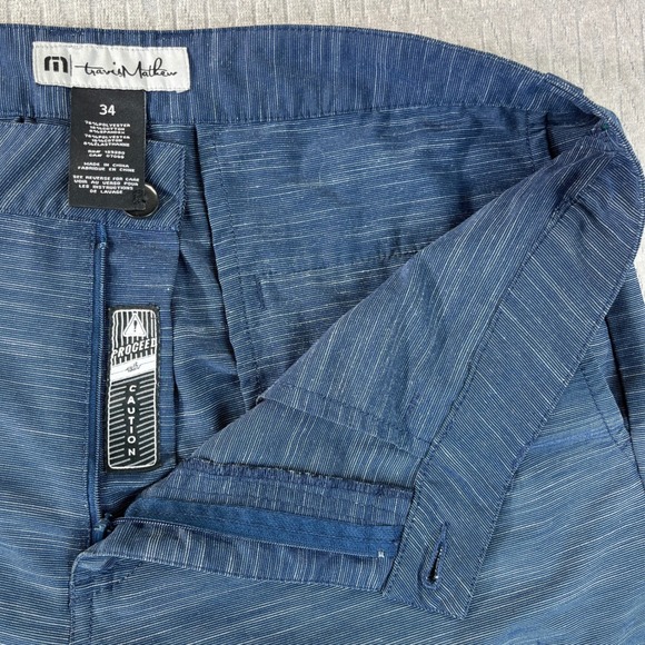 Travis Mathew performance Blue Golf Dress Shorts Men 34 Polyester Blend Stretch - Picture 7 of 9